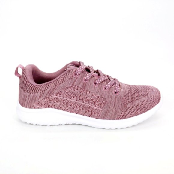 Sneakers Shoes Womens Purple Knit‎ Low Top Lace Up Wedge 6.5 EUR 36.5 New - Picture 1 of 9